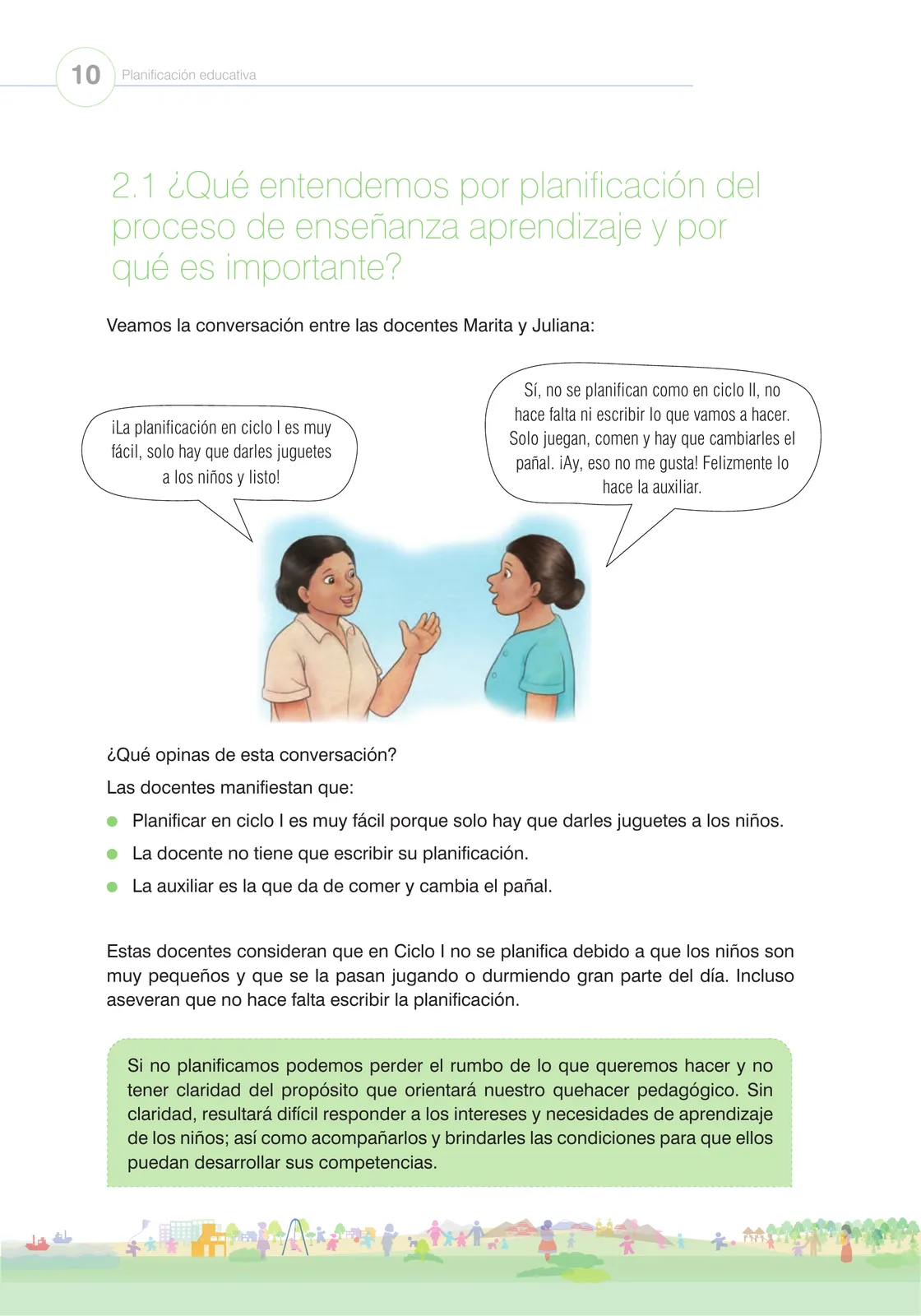 Página 12 de La planificación del proceso de enseñanza aprendizaje y la evaluación formativa en Ciclo I : guía cartilla de orientación planificación educativa · 2024