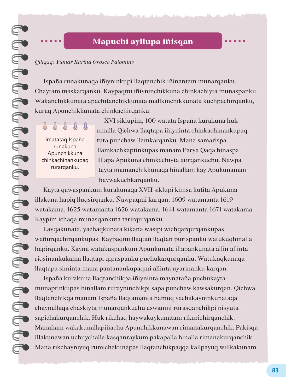 Página 85 de 3 Rimana - Qillqasqa maytu - Qichwa, Chanka. Texto de Comunicación del 3° de Secundaria - Quechua, Chanka · 2023