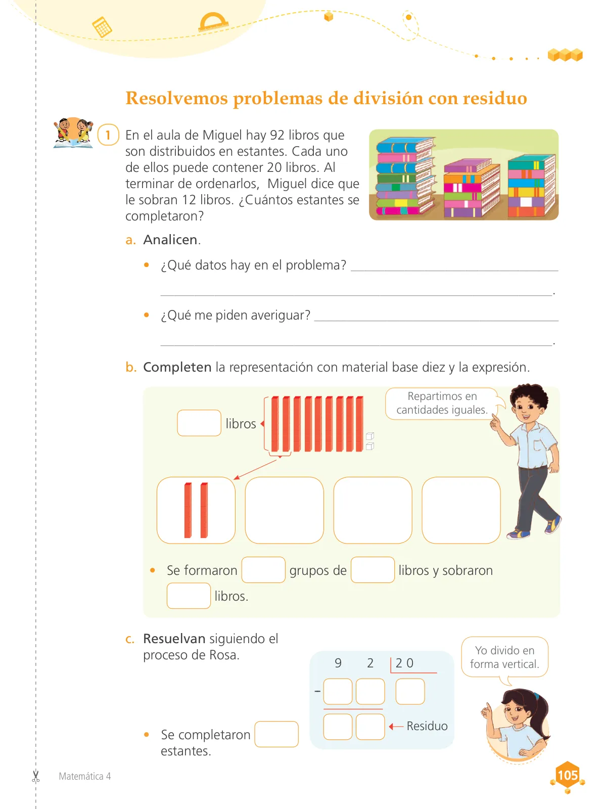 Página 107 de Matemática 4 : cuaderno de trabajo para cuarto grado de Educación Primaria 2019 · 2019