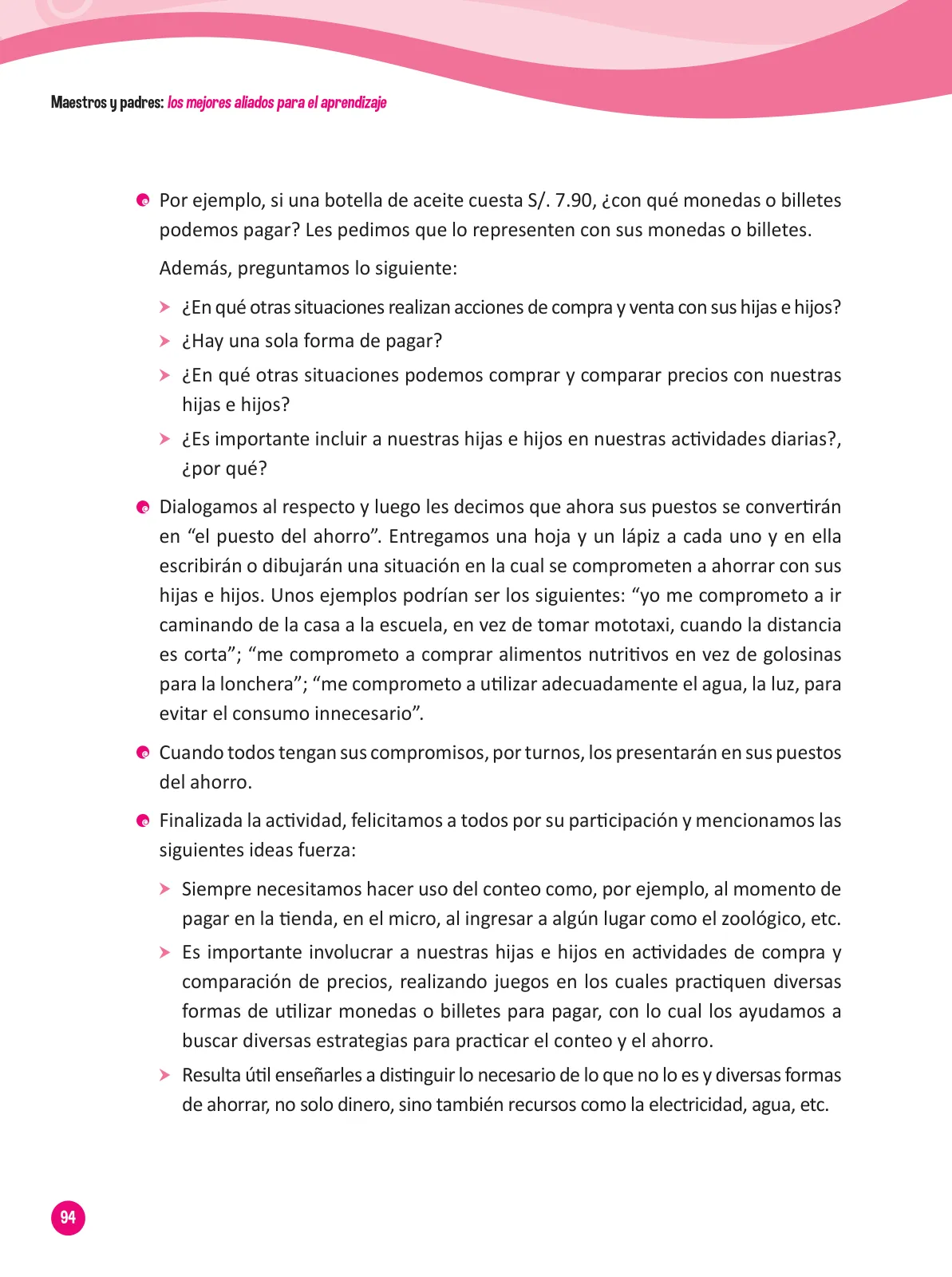 Página 96 de Guía para el trabajo docente con las familias del ciclo III de Primaria · 2016