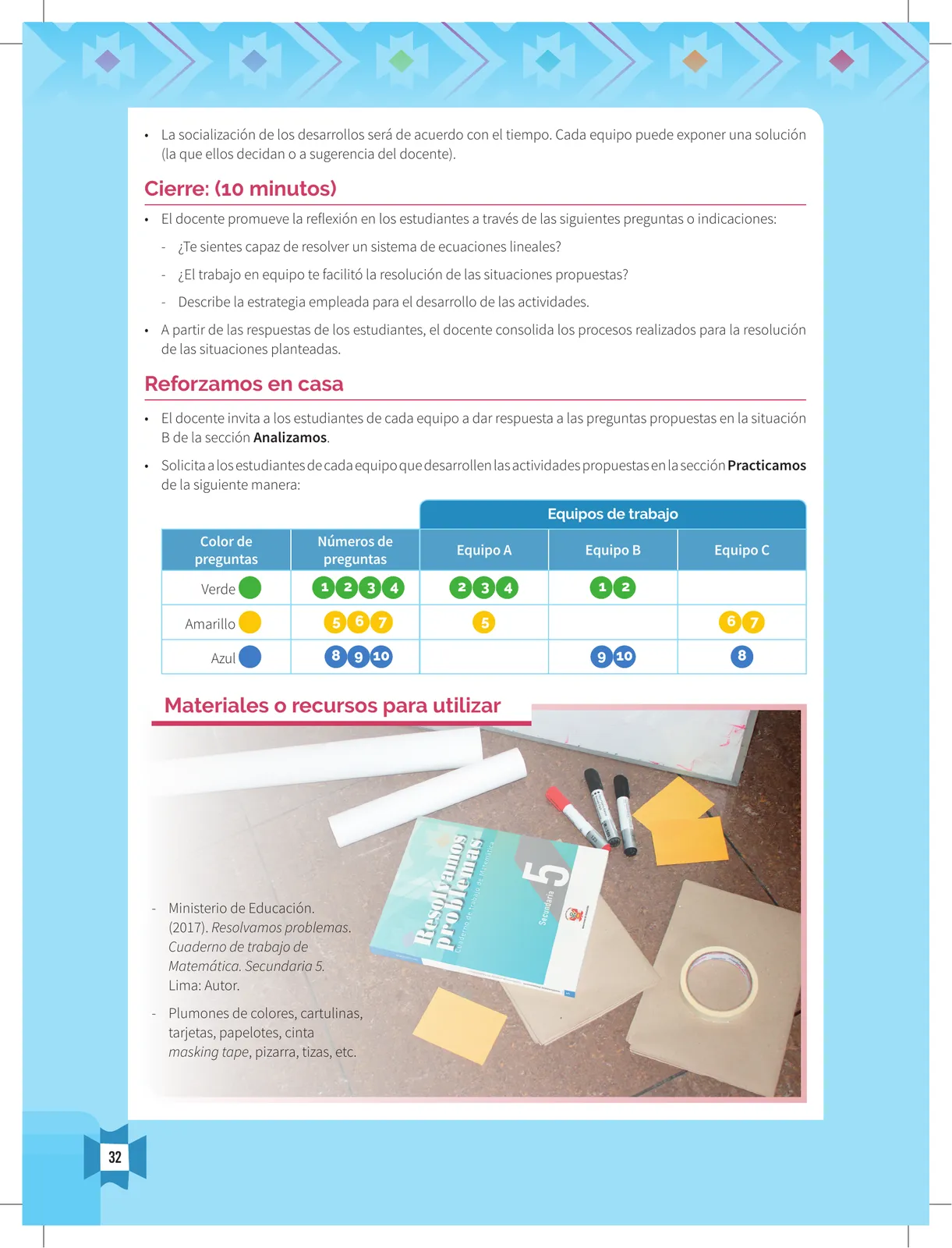 Miniatura página 34 de Resolvamos problemas 5 : manual para el docente 2018 · 2018