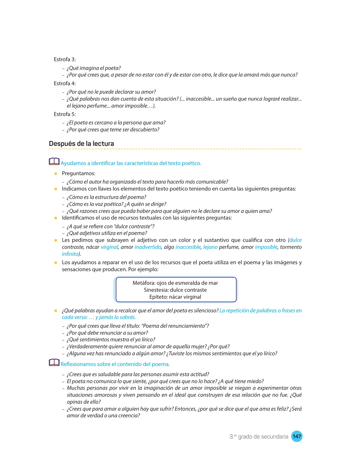 Miniatura página 149 de Comprensión lectora : manual para el docente de tercer grado de Secundaria 2018 · 2018