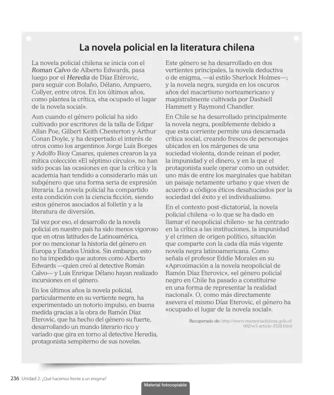 Página 238 de Lengua y Literatura – Octavo Básico | Texto del Estudiante MINEDUC – Descargar PDF · 2024