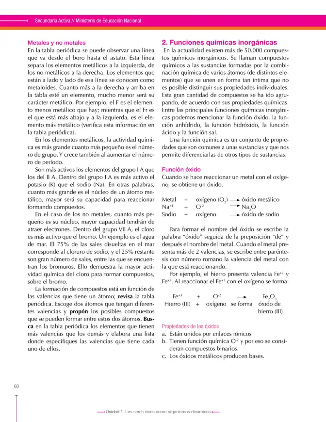 Página 60 de Ciencias Naturales 8° · Secundaria Activa