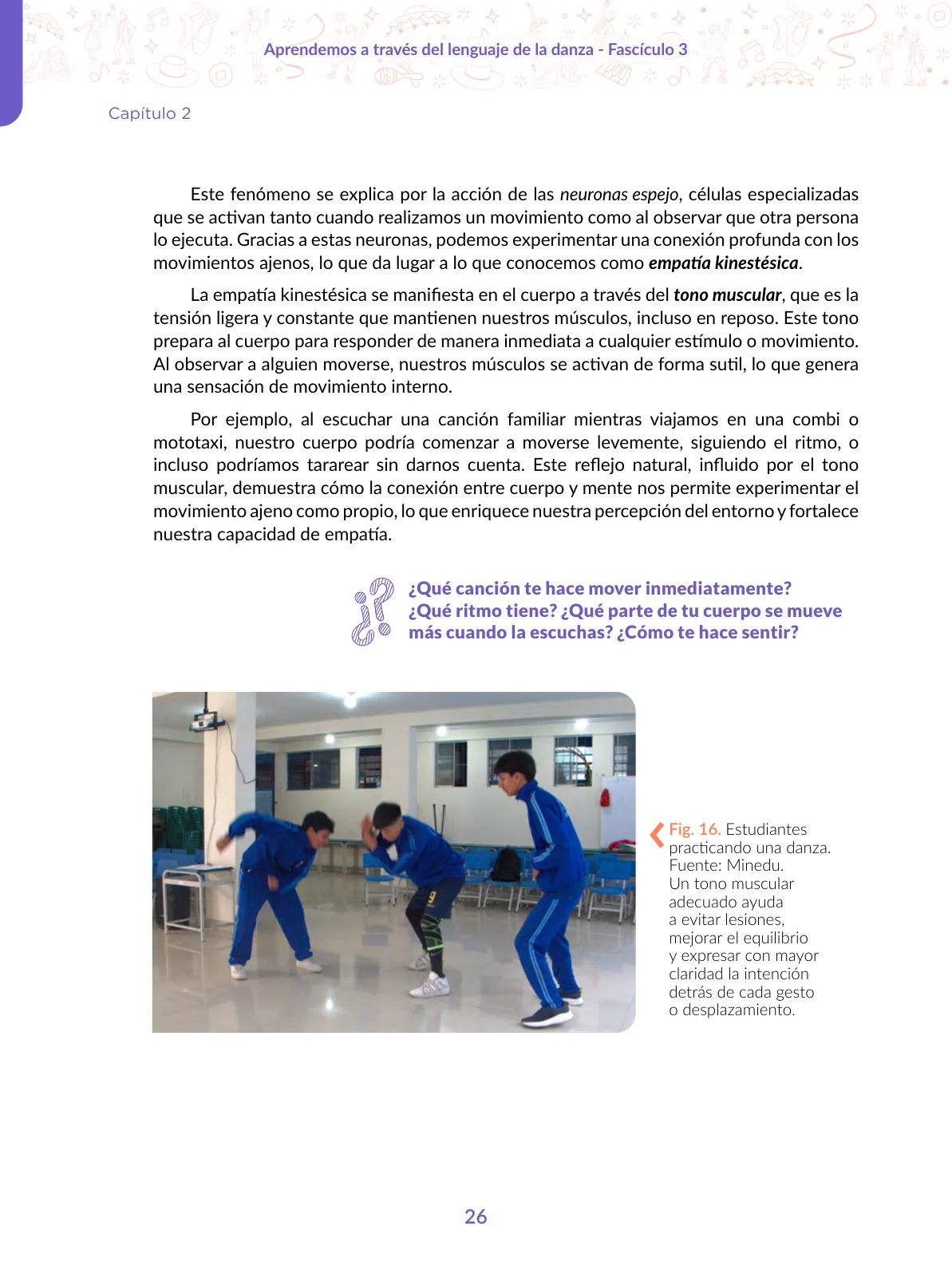 Página 26 de Aprendemos a través del lenguaje de la danza Fascículo 3 para estudiantes de Educación Secundaria · 2024
