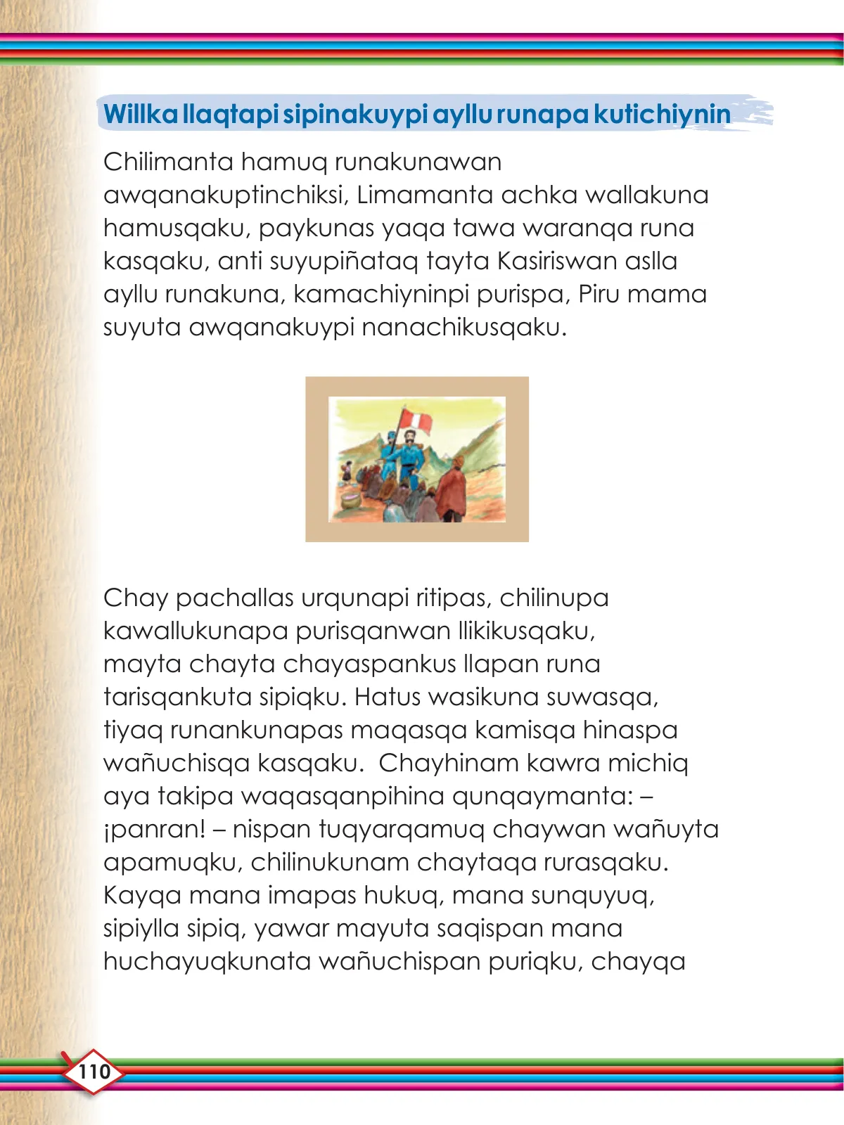 Página 112 de Willakuykuna maytu - Chanka Literatura 1 - 1° Secundaria - Quechua chanka · 2023