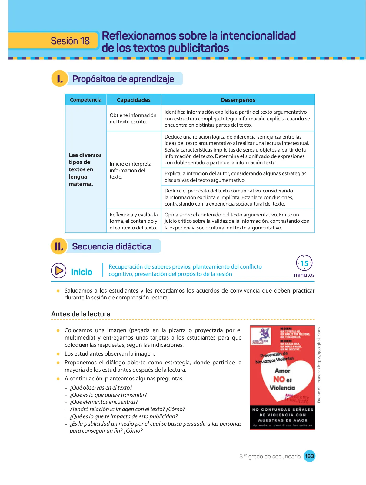 Miniatura página 165 de Comprensión lectora : manual para el docente de tercer grado de Secundaria 2018 · 2018