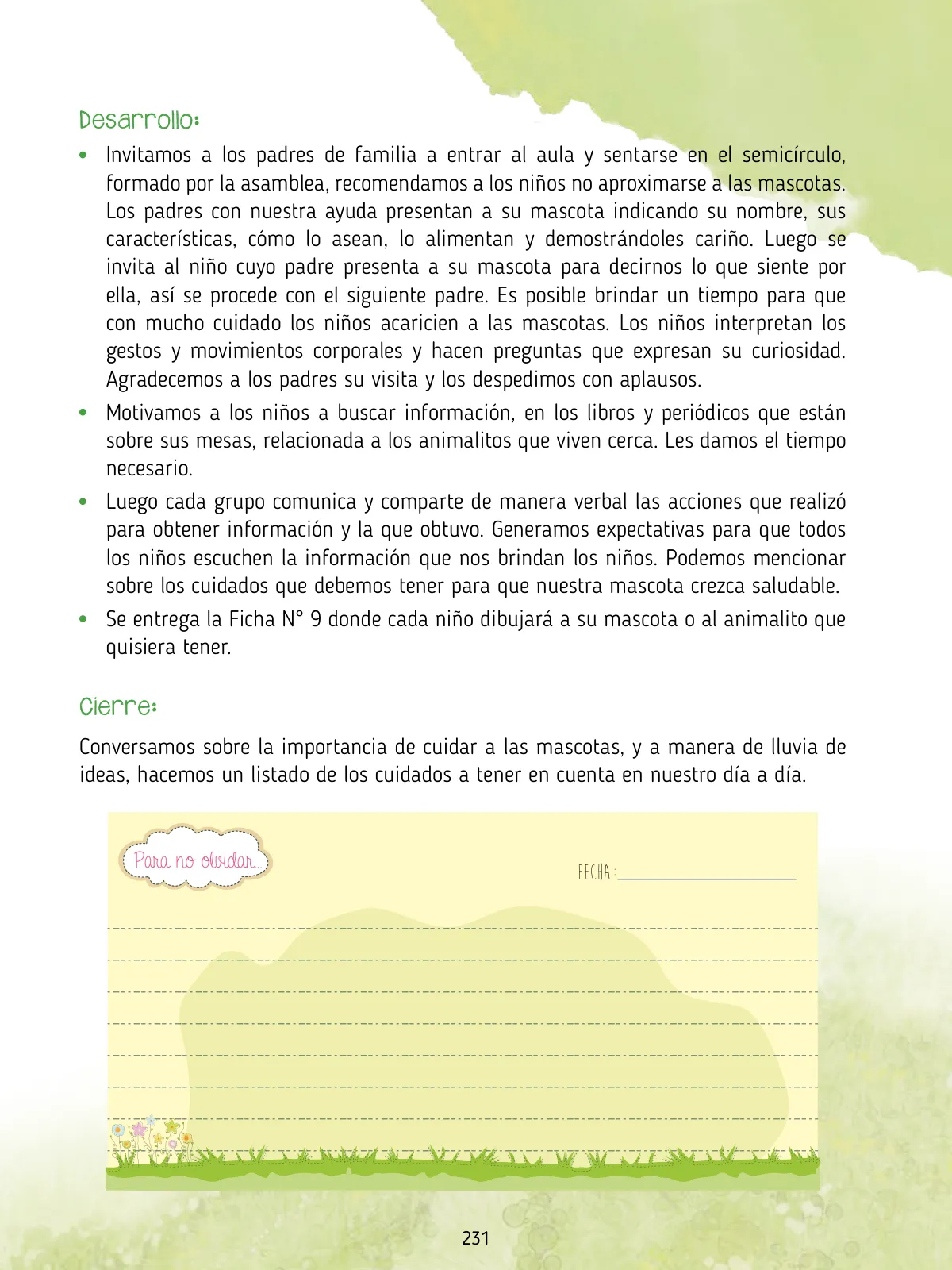 Miniatura página 233 de Agenda pedagógica 2017-2018 para docentes de II Ciclo de Instituciones de nivel de Educación Inicial · 2017