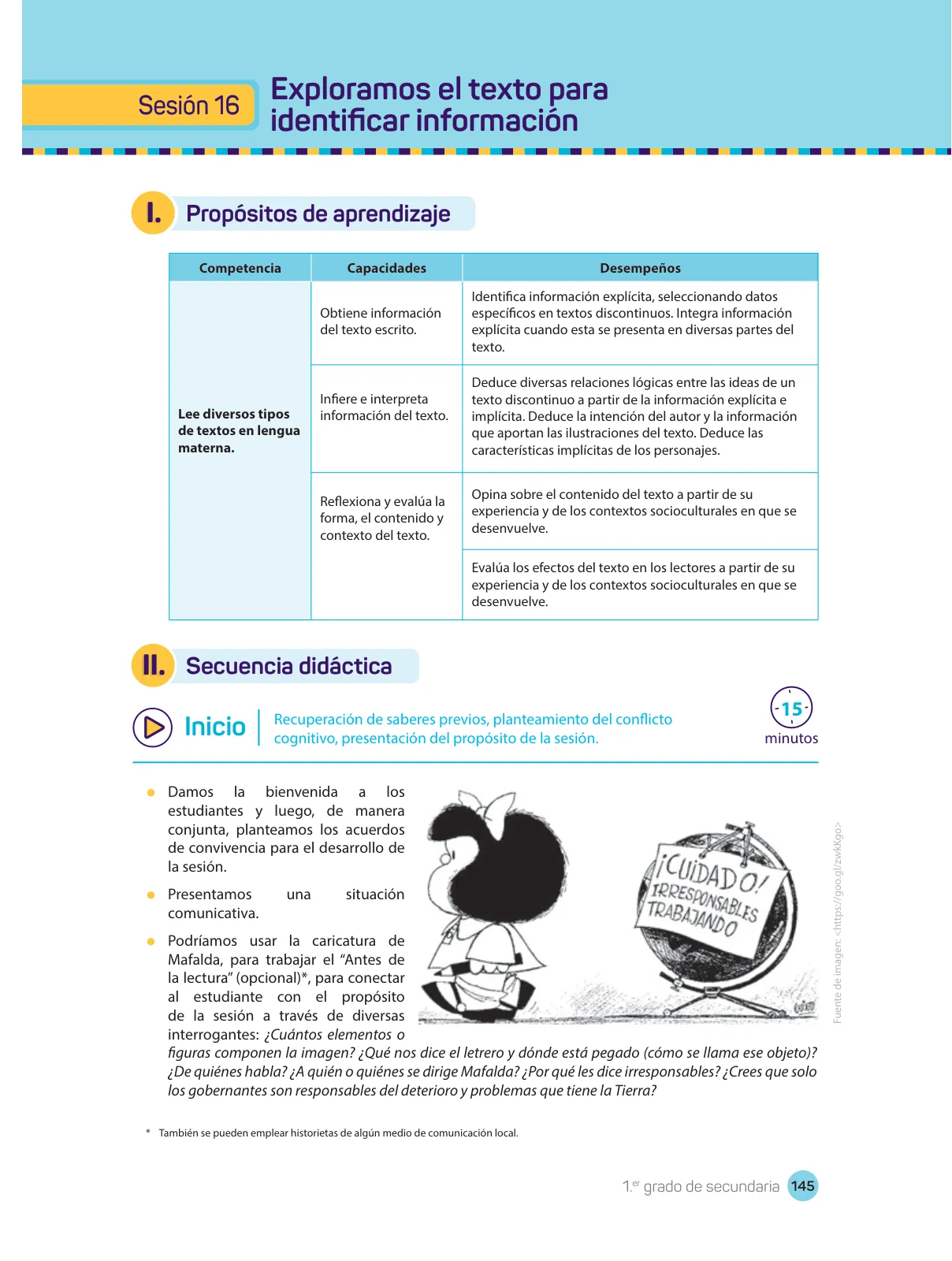Miniatura página 147 de Comprensión lectora : manual para el docente de primer grado de Secundaria 2018 · 2018