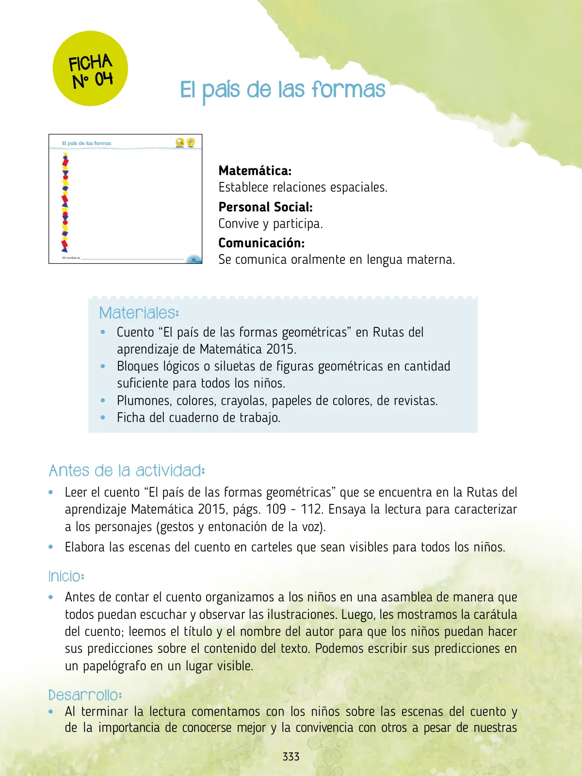 Miniatura página 335 de Agenda pedagógica 2017-2018 para docentes de II Ciclo de Instituciones de nivel de Educación Inicial · 2017