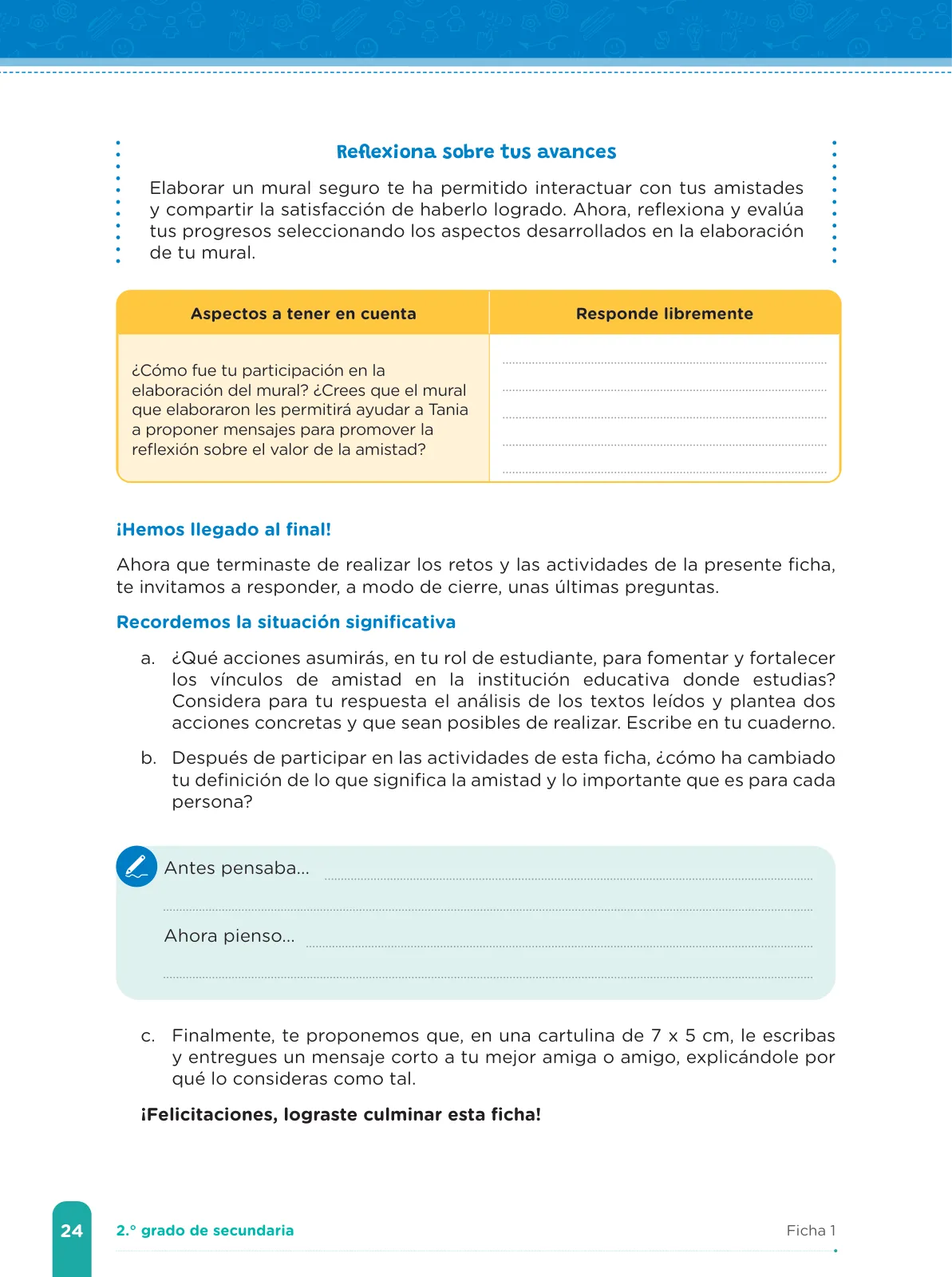 Miniatura página 26 de Fichas de aprendizaje de Comunicación 2 · 2024