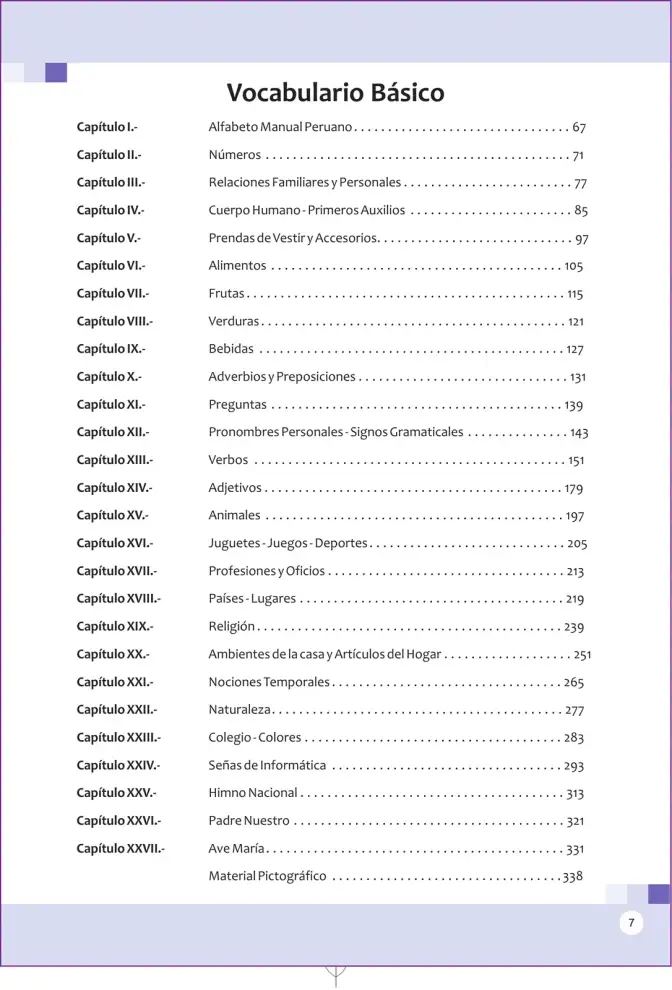 Página 7 de Lengua de señas peruana : guía para el aprendizaje de la lengua de señas peruana, vocabulario básico · 2015