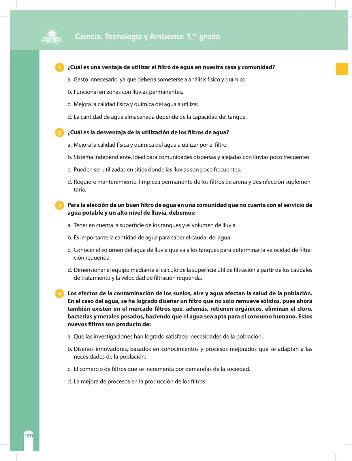 Página 160 de Ciencia, Tecnología y Ambiente 1. Cuaderno de reforzamiento pedagógico - JEC · 2016