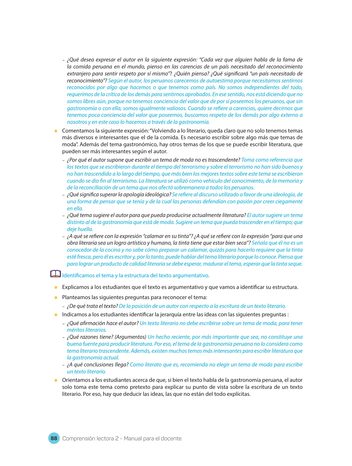 Página 90 de Comprensión lectora : manual para el docente de segundo grado de Secundaria 2018 · 2018