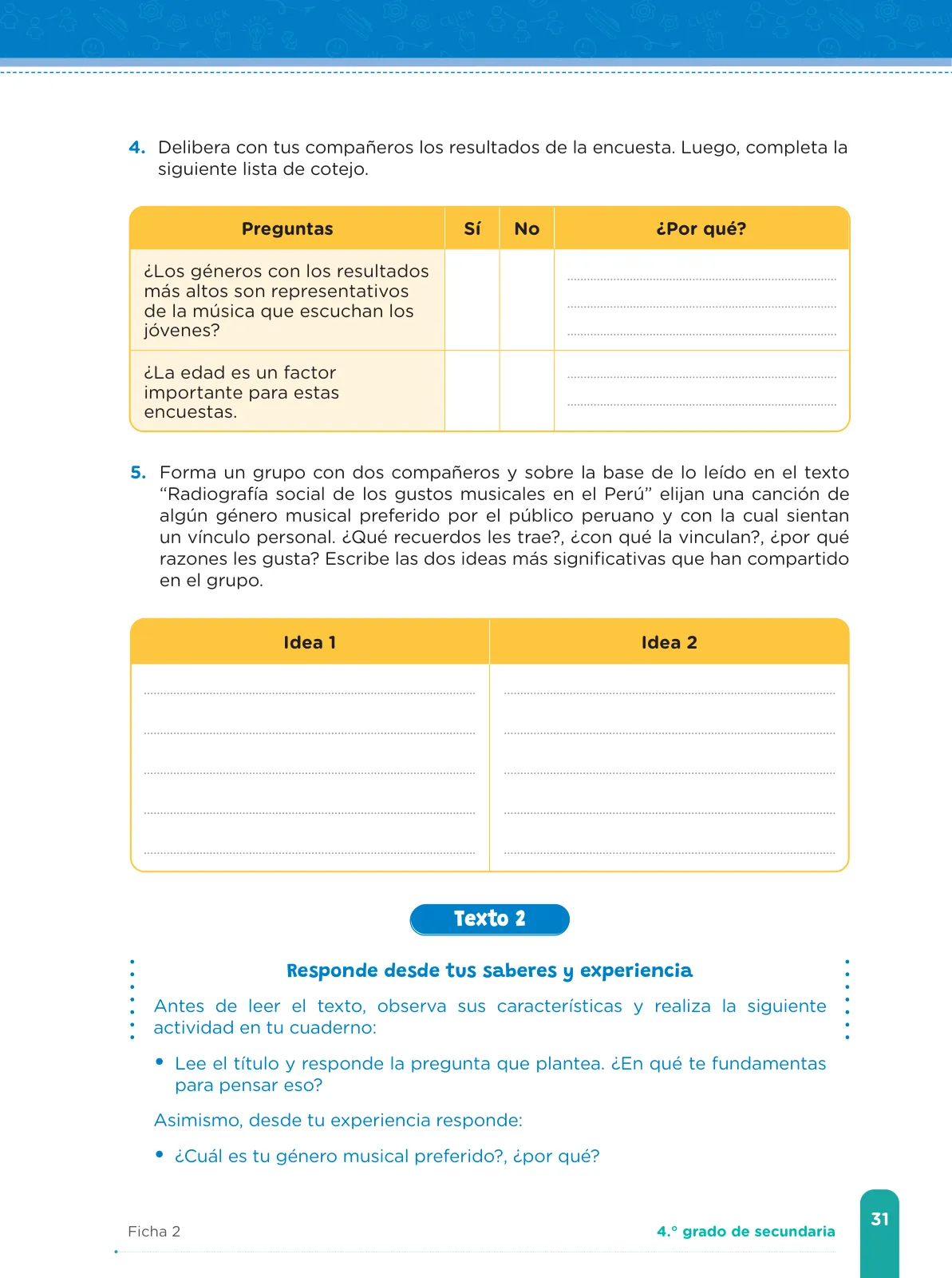 Miniatura página 33 de Fichas de aprendizaje de Comunicación 4 · 2024