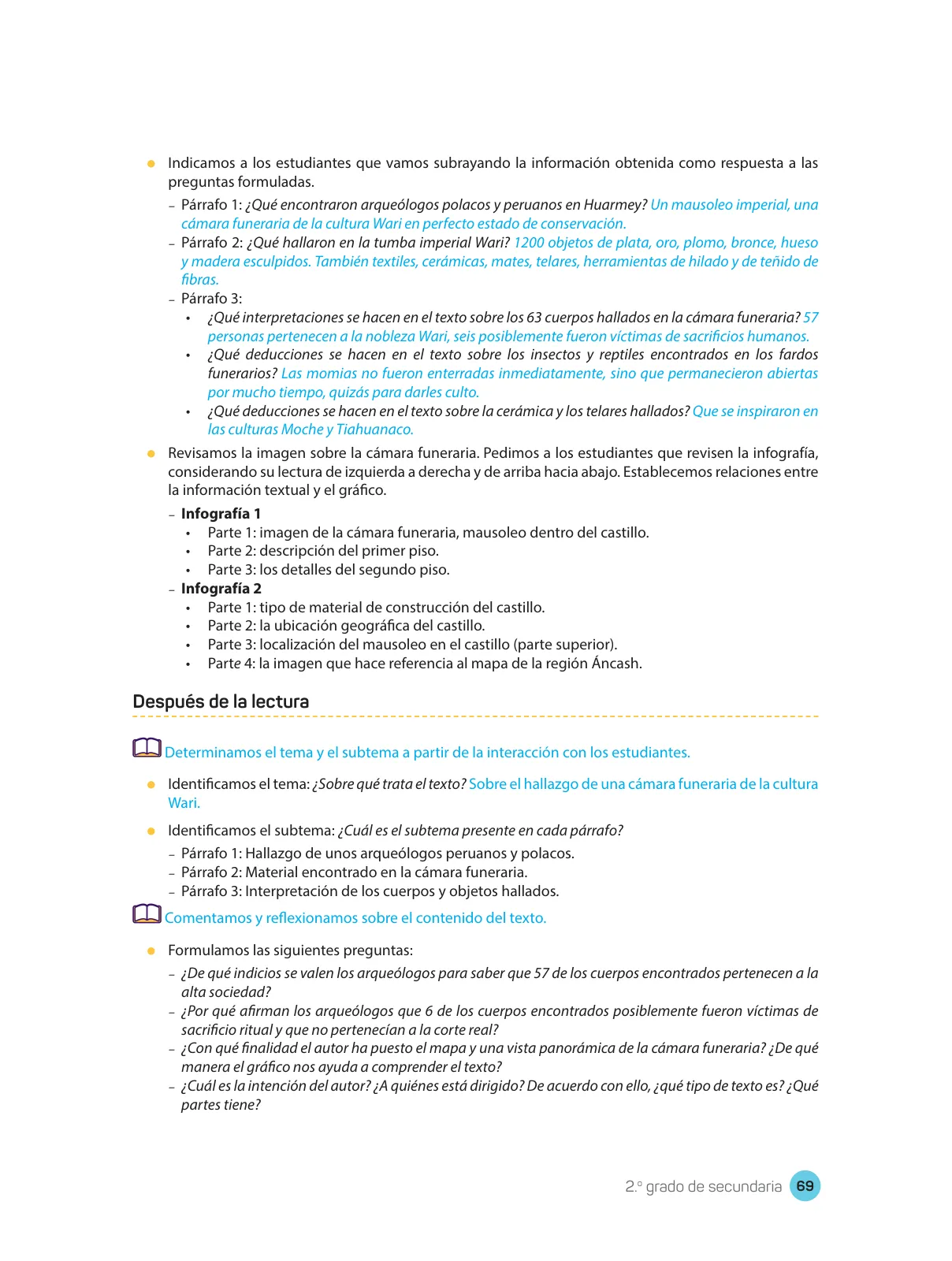 Página 71 de Comprensión lectora : manual para el docente de segundo grado de Secundaria 2018 · 2018