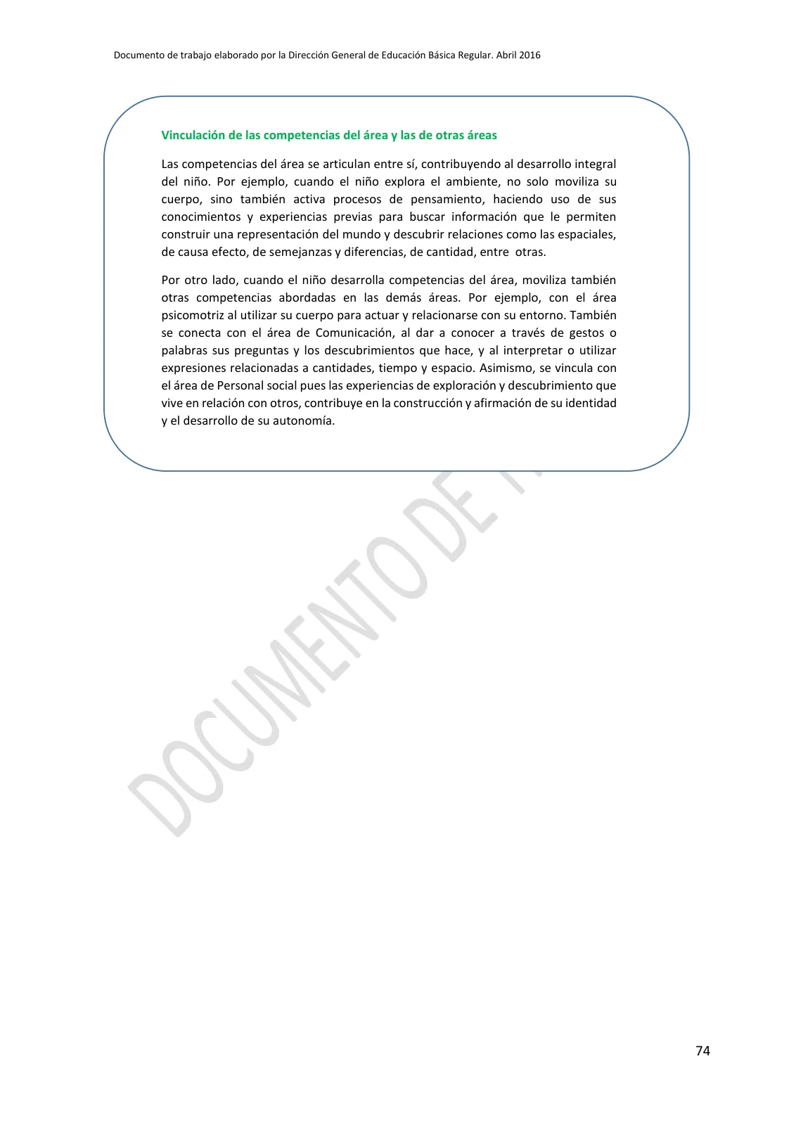 Página 74 de Programa curricular de Educación Inicial · 2016