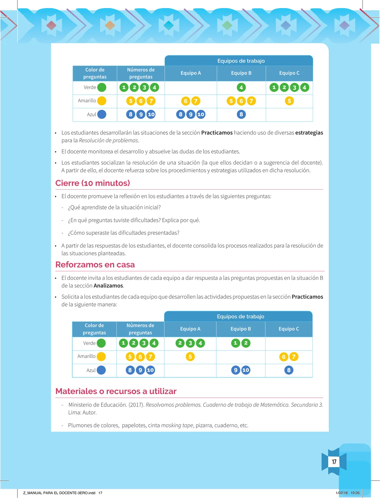 Página 19 de Resolvamos problemas 3 : manual para el docente 2018 · 2018