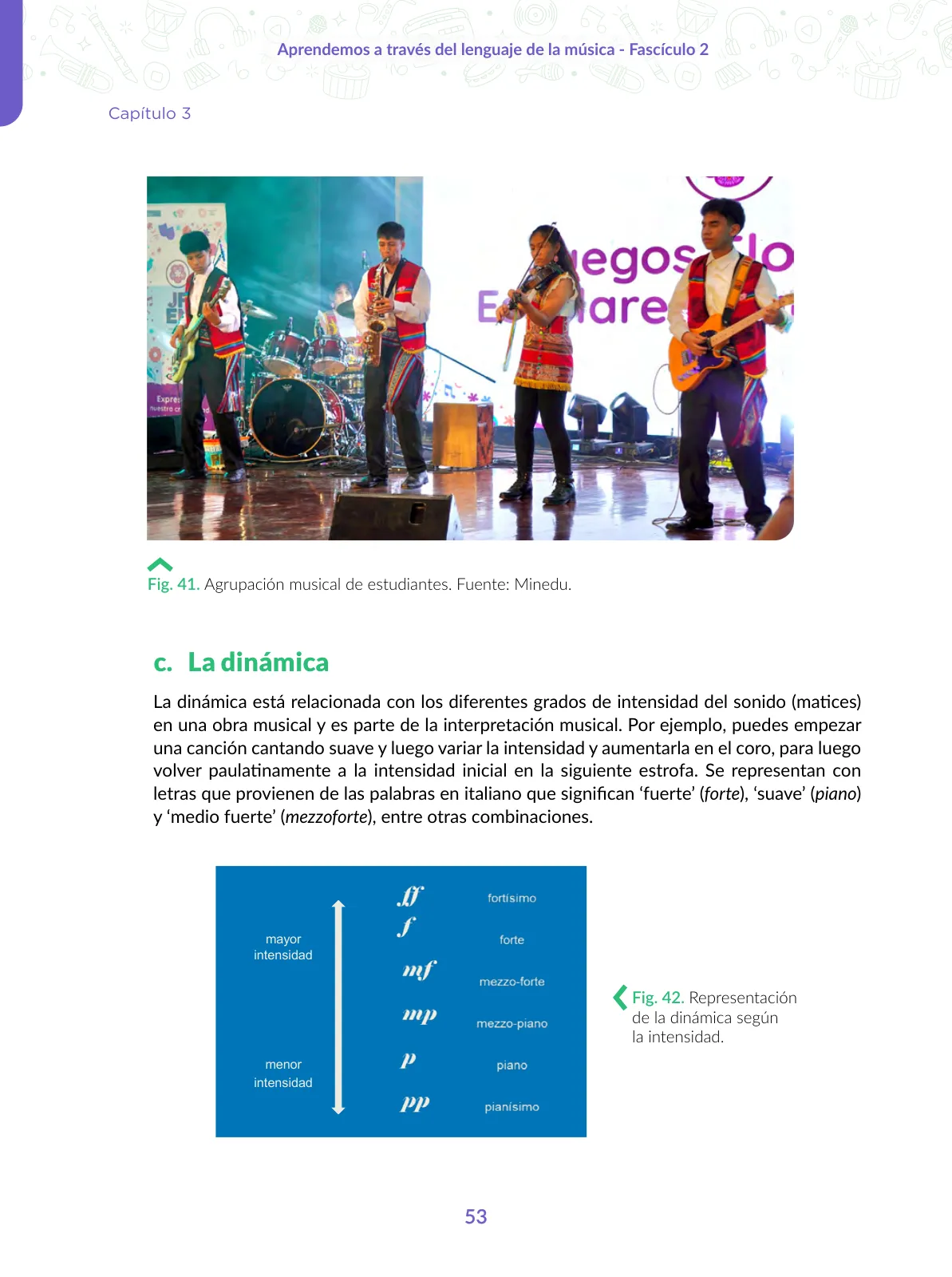 Página 53 de Aprendemos a través del lenguaje de la música Fascículo 2 para estudiantes de Educación Secundaria · 2024