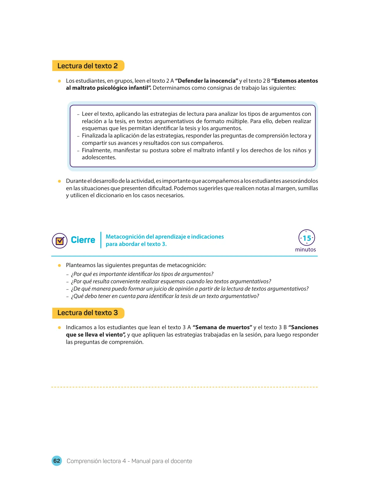 Miniatura página 64 de Comprensión lectora : manual para el docente de cuarto grado de Secundaria 2018 · 2018