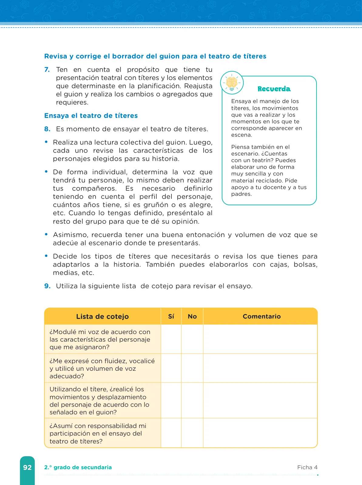 Página 94 de Fichas de aprendizaje de Comunicación 2 · 2024