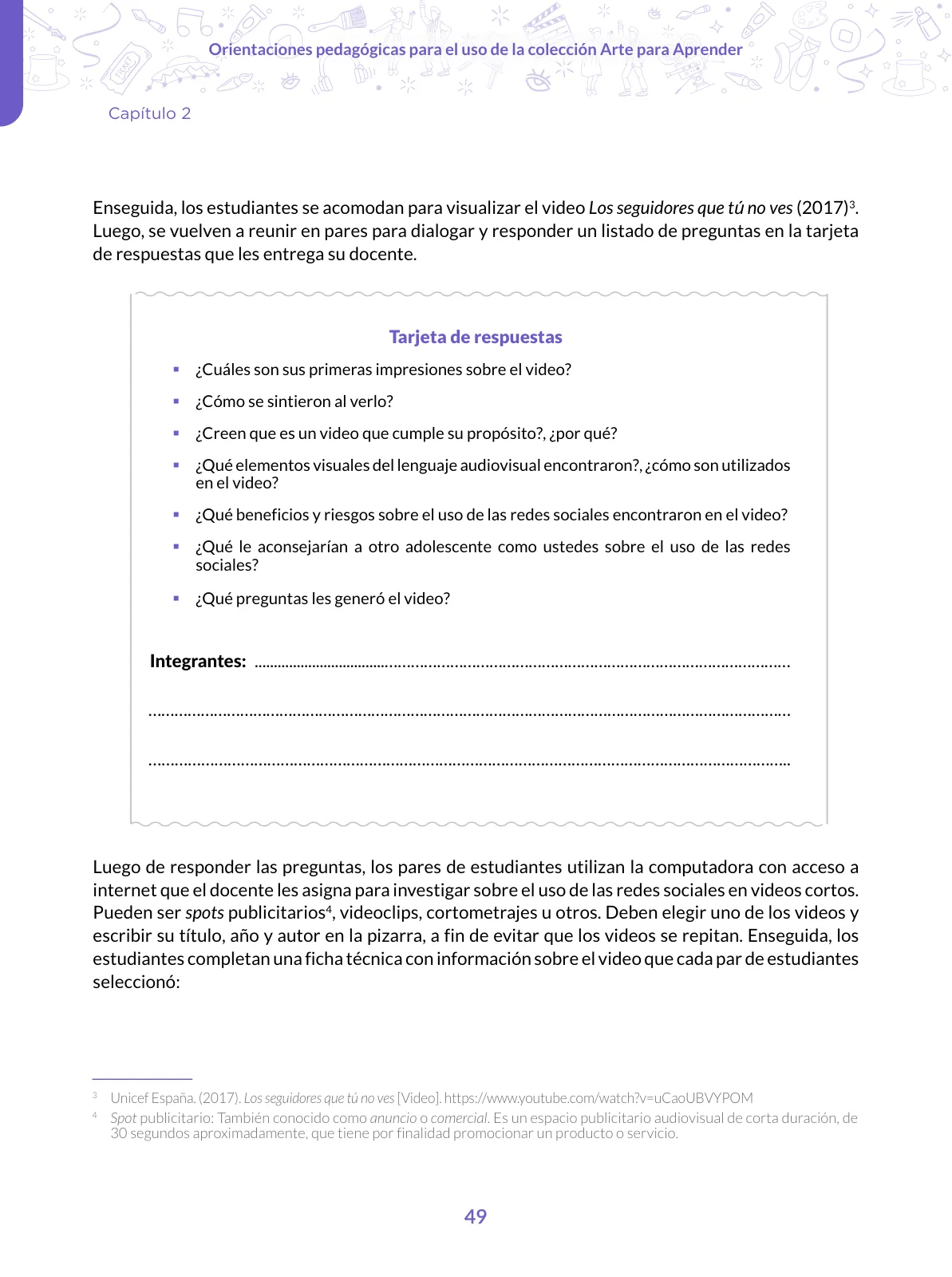 Página 49 de Orientaciones pedagógicas para el uso de la colección arte para aprender para docentes de Arte y Cultura de Educación Secundaria · 2024