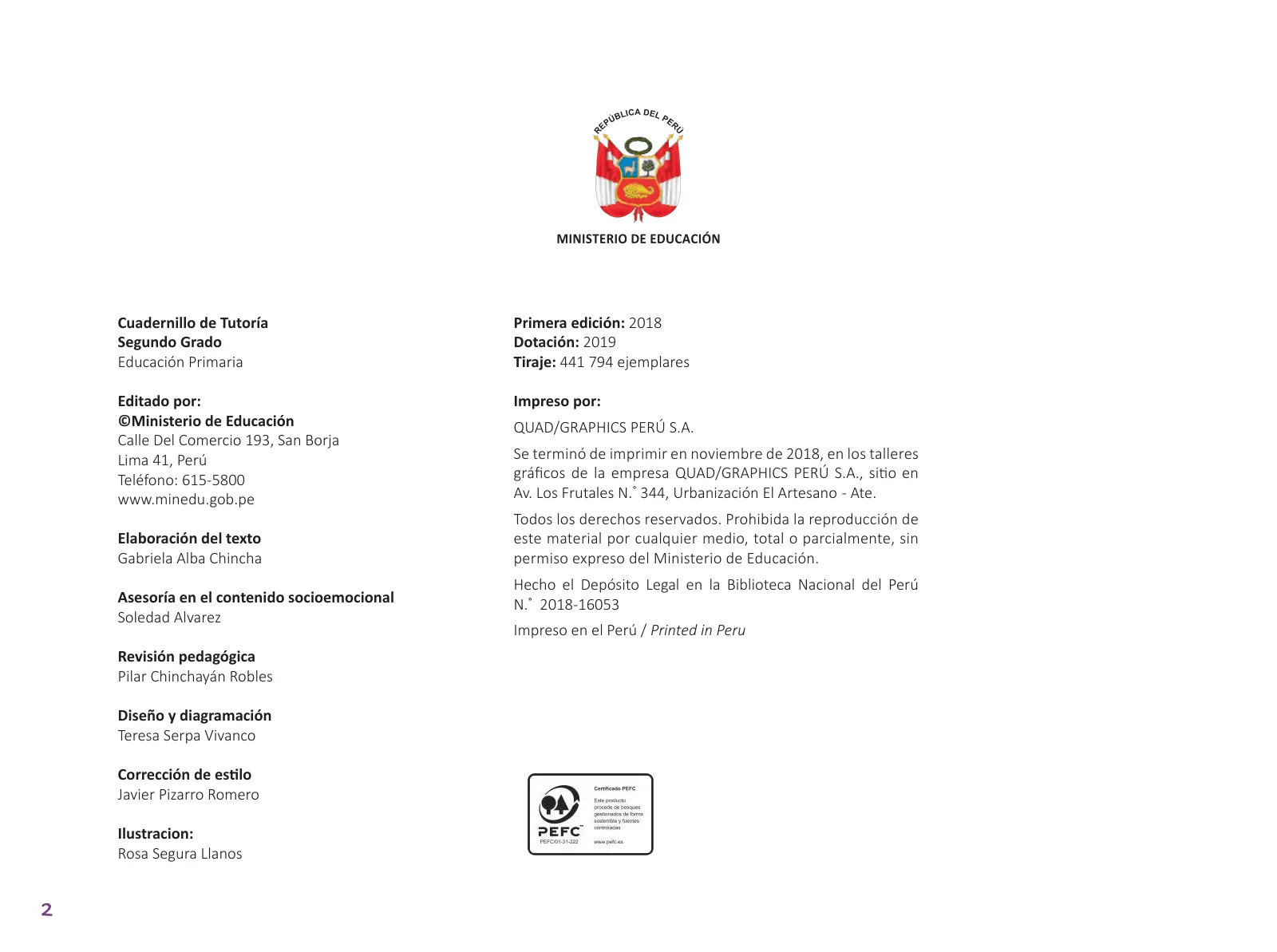 Página 4 de Cuadernillo de Tutoría Segundo Grado Educación Primaria 2019 · 2019