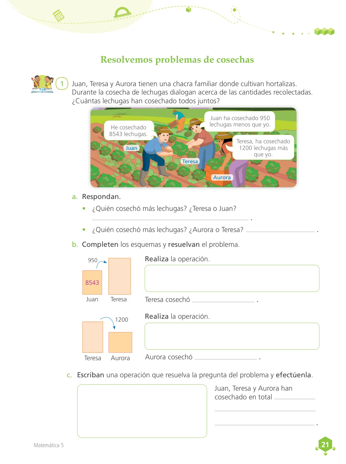 Página 22 de Matemática 5 : cuaderno de trabajo para quinto grado de Educación Primaria 2018 · 2018
