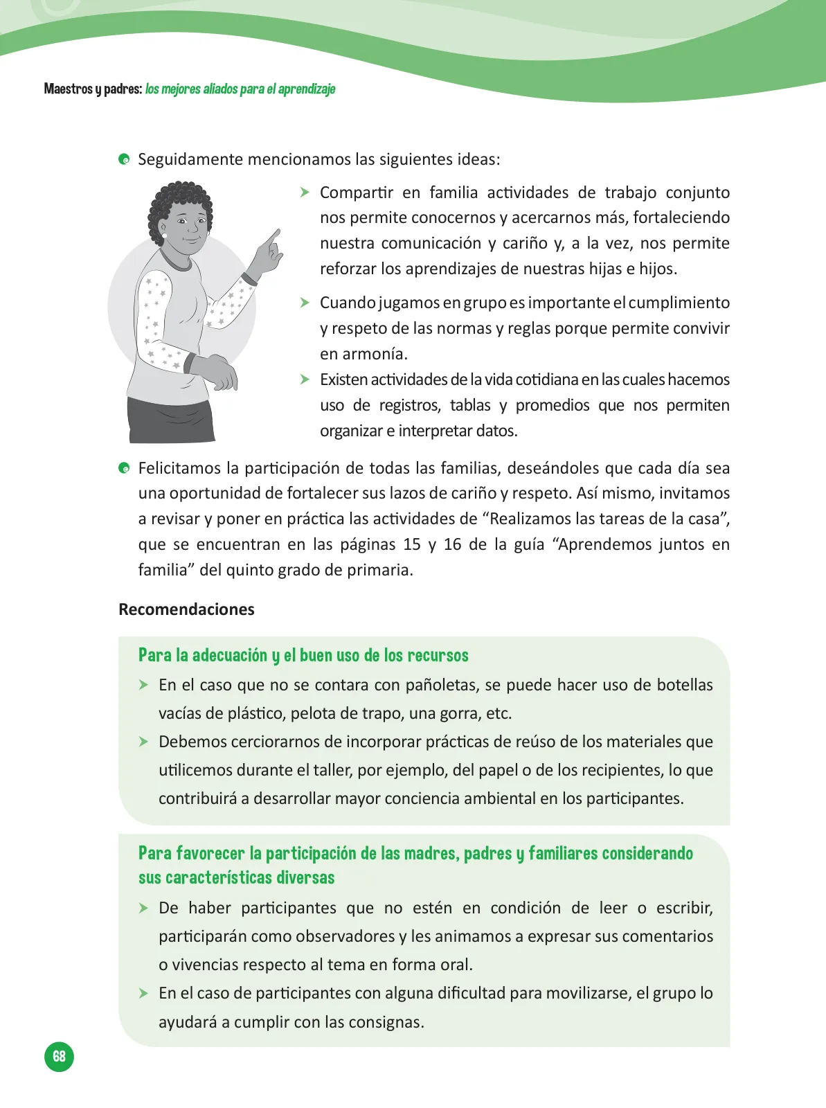 Página 70 de Guía para el trabajo docente con las familias del ciclo V de Primaria · 2016