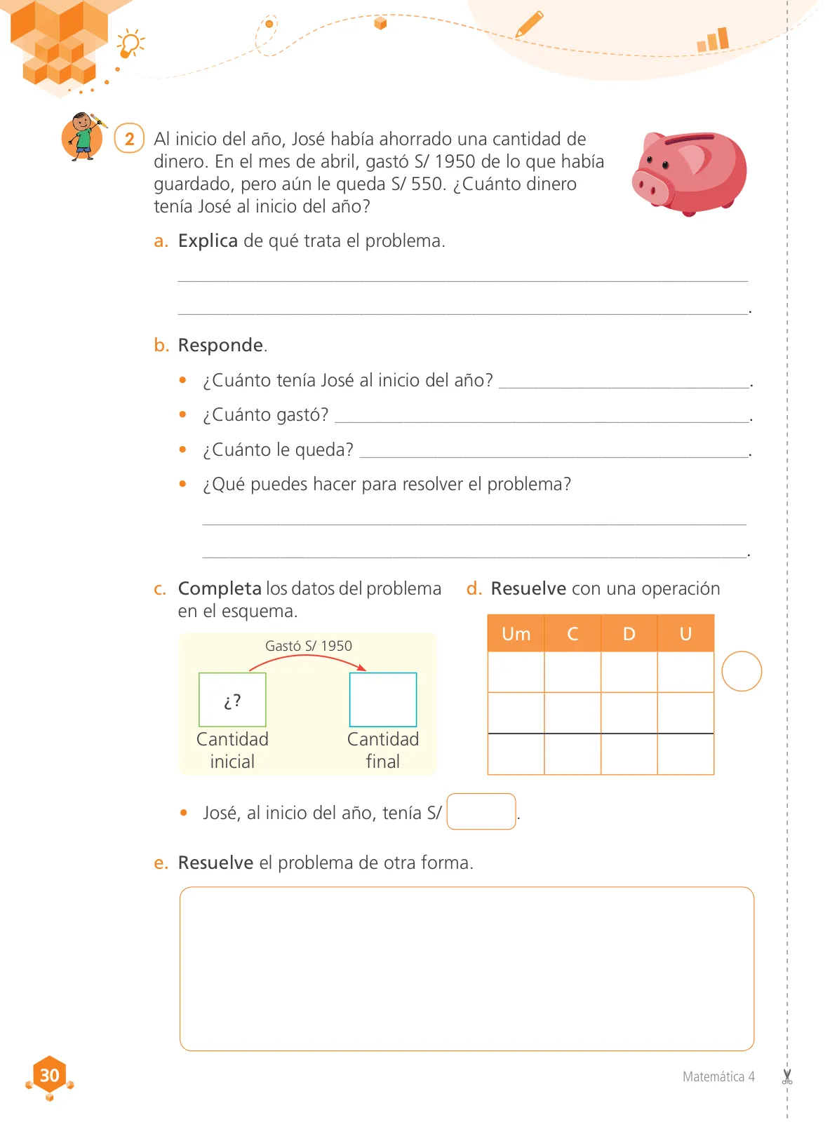 Página 32 de Matemática 4 : cuaderno de trabajo para cuarto grado de Educación Primaria 2019 · 2019