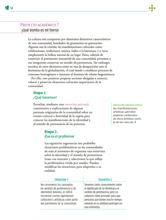 Página 69 de Colección Ximhai. Nuestro libro de Proyectos. Tomo I. Libro de Educación Telesecundaria Grado 1° Ciclo Escolar 2025 - 2026