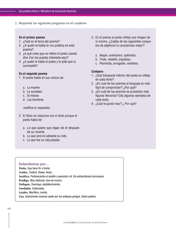 Página 168 de Lenguaje 8° · Secundaria Activa