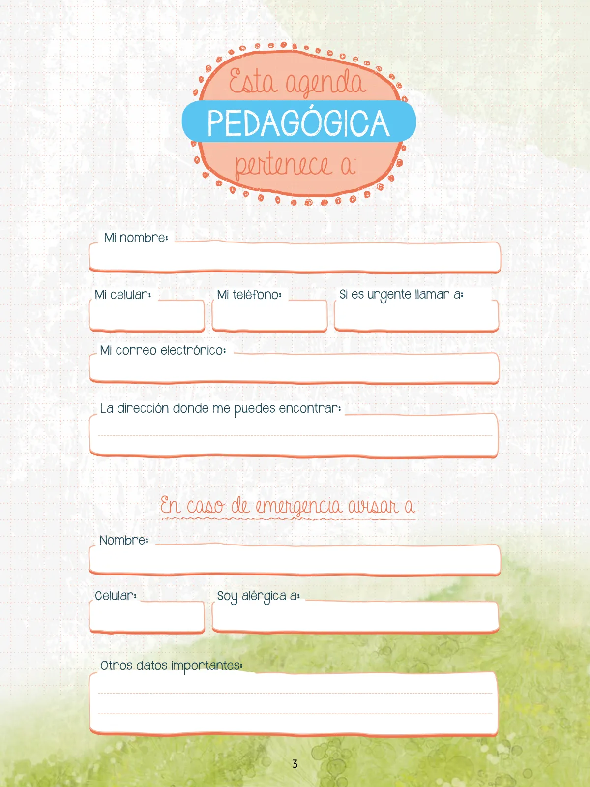 Miniatura página 5 de Agenda pedagógica 2017-2018 para docentes de II Ciclo de Instituciones de nivel de Educación Inicial · 2017