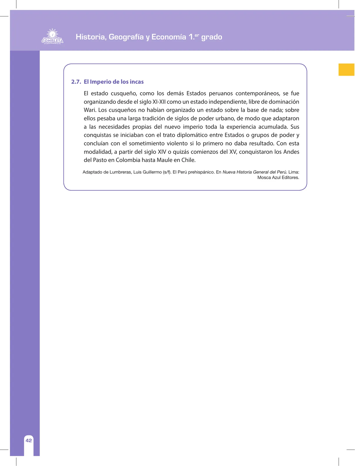 Página 42 de Historia, Geografía y Economía 1 : cuaderno de reforzamiento pedagógico - JEC · 2016