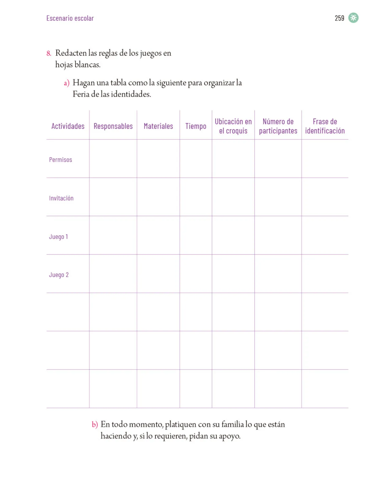 Página 262 de Proyectos Escolares. Libro de Educación Primaria Grado 5° Ciclo Escolar 2025 - 2026