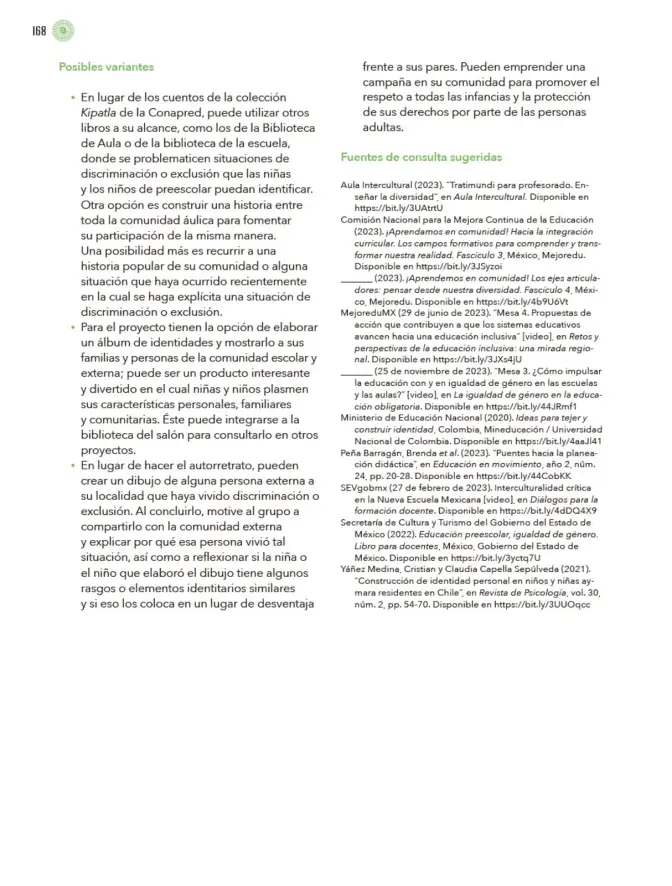 Página 169 de Modalidades de trabajo para la acción transformadora y el codiseño Libro de Educación Preescolar Grado 1°, 2°, 3° Ciclo Escolar 2025 - 2026