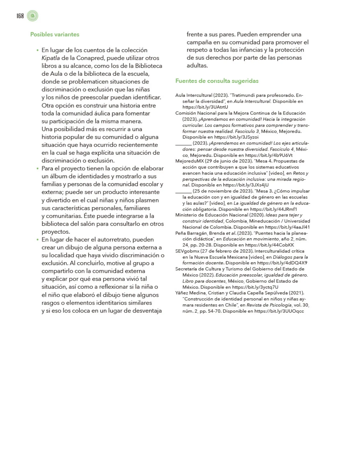 Miniatura página 169 de Modalidades de trabajo para la acción transformadora y el codiseño  Libro de Educación Preescolar Grado 1°, 2°, 3°  Ciclo Escolar 2025 - 2026