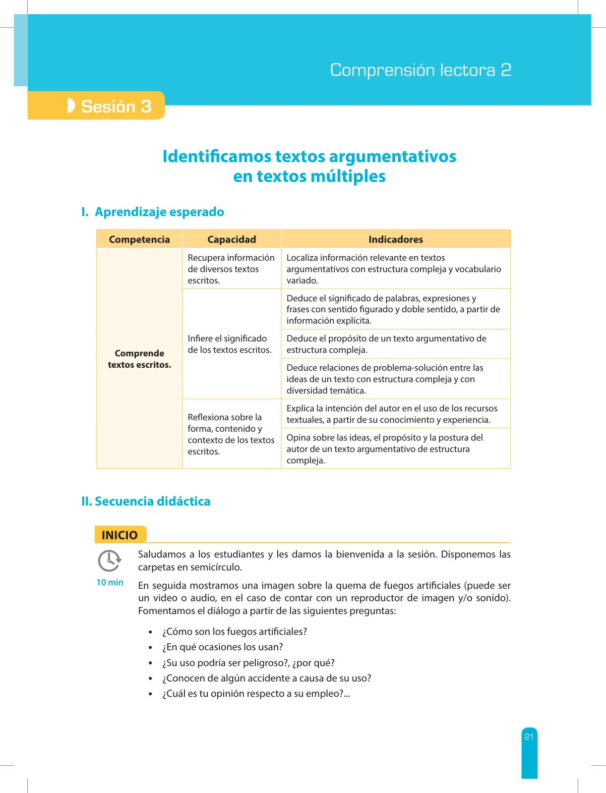 Miniatura página 23 de Comprensión lectora 2 : manual para el docente de segundo grado de Secundaria · 2017