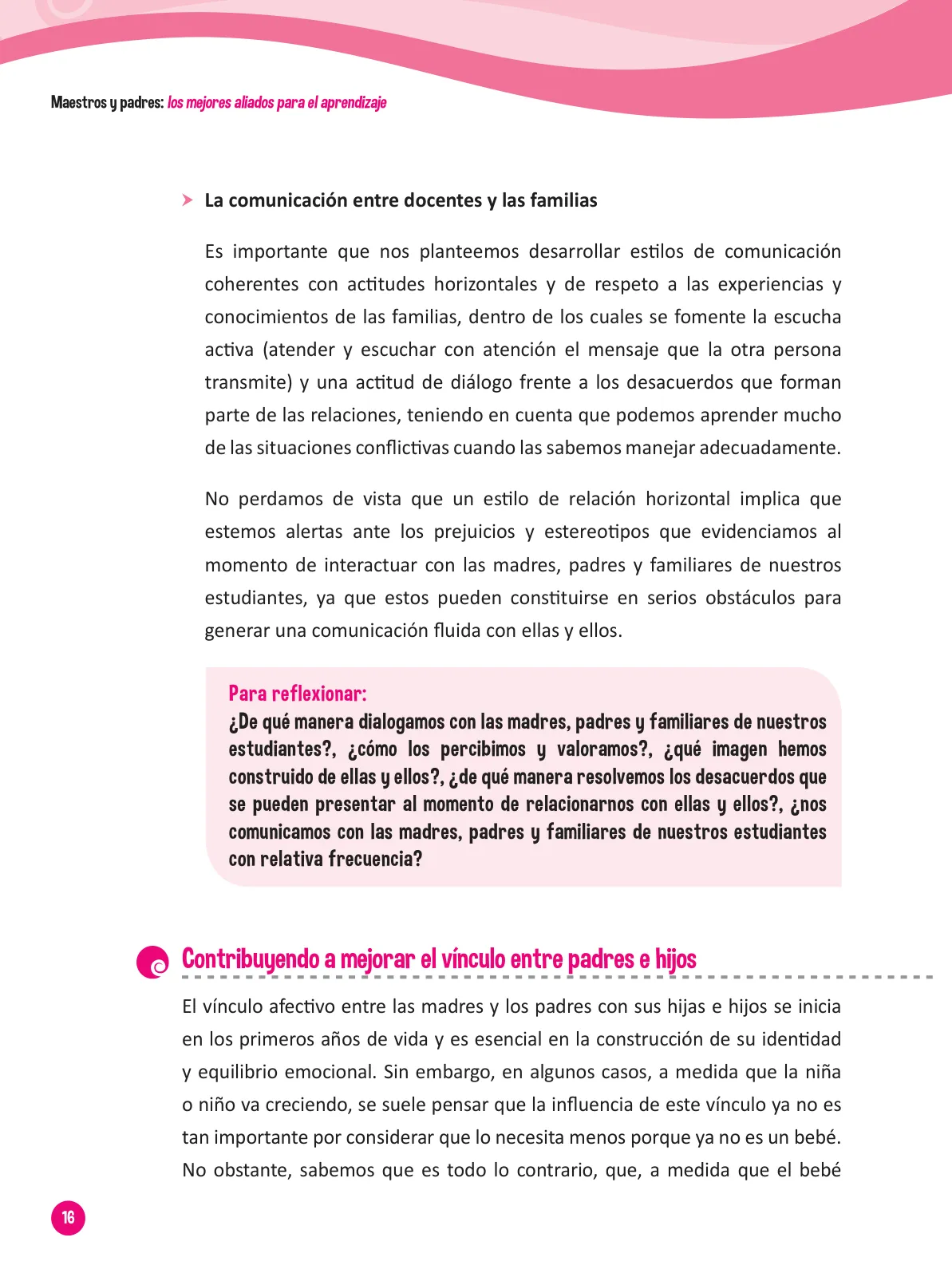 Página 18 de Guía para el trabajo docente con las familias del ciclo III de Primaria · 2016