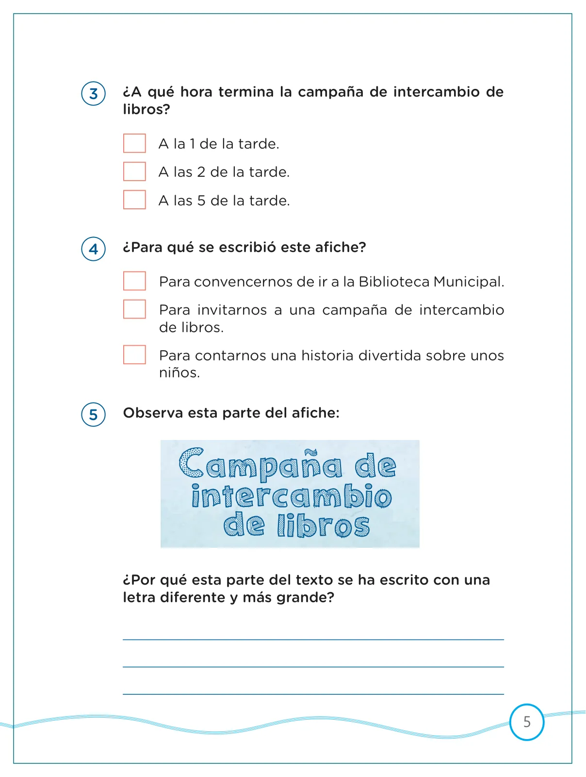 Miniatura página 5 de Kit de evaluación Salida 1 Demostrando lo que aprendimos : Comunicación, tercer trimestre, ﻿Segundo grado - Primaria · 2019