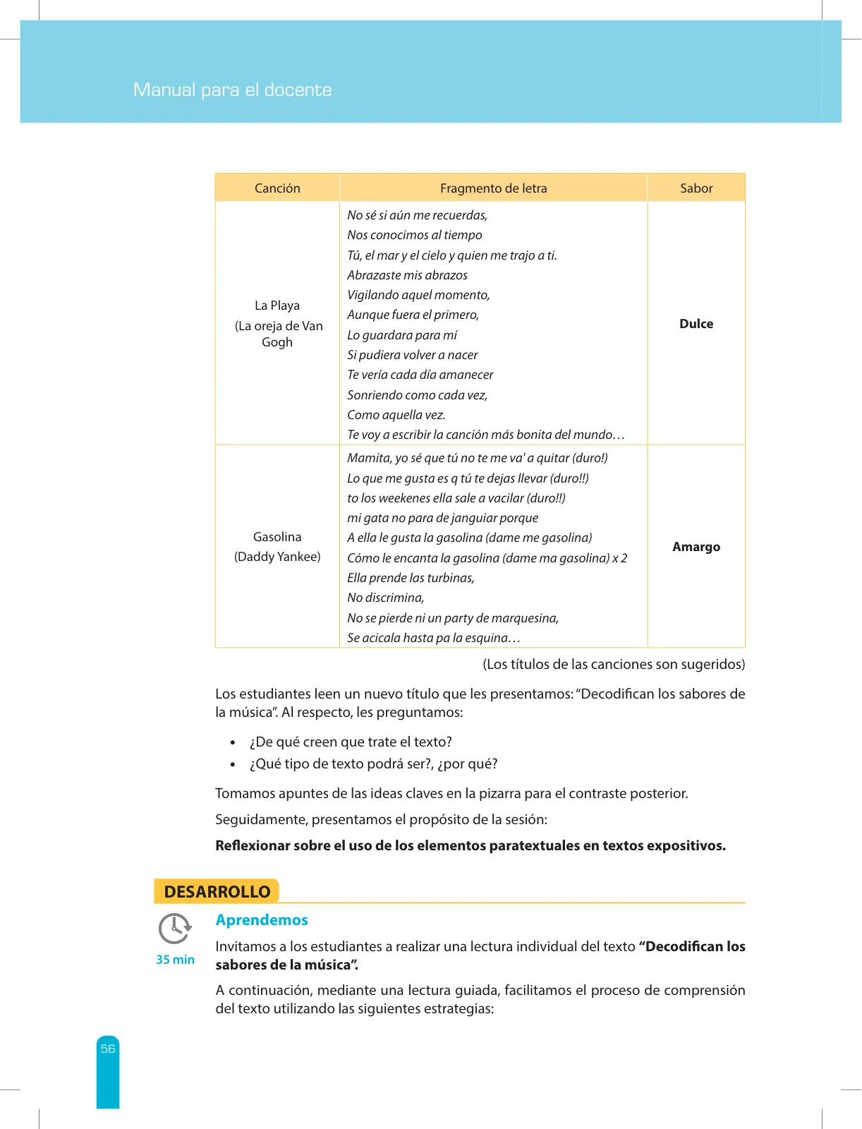 Miniatura página 58 de Comprensión lectora 2 : manual para el docente de segundo grado de Secundaria · 2017