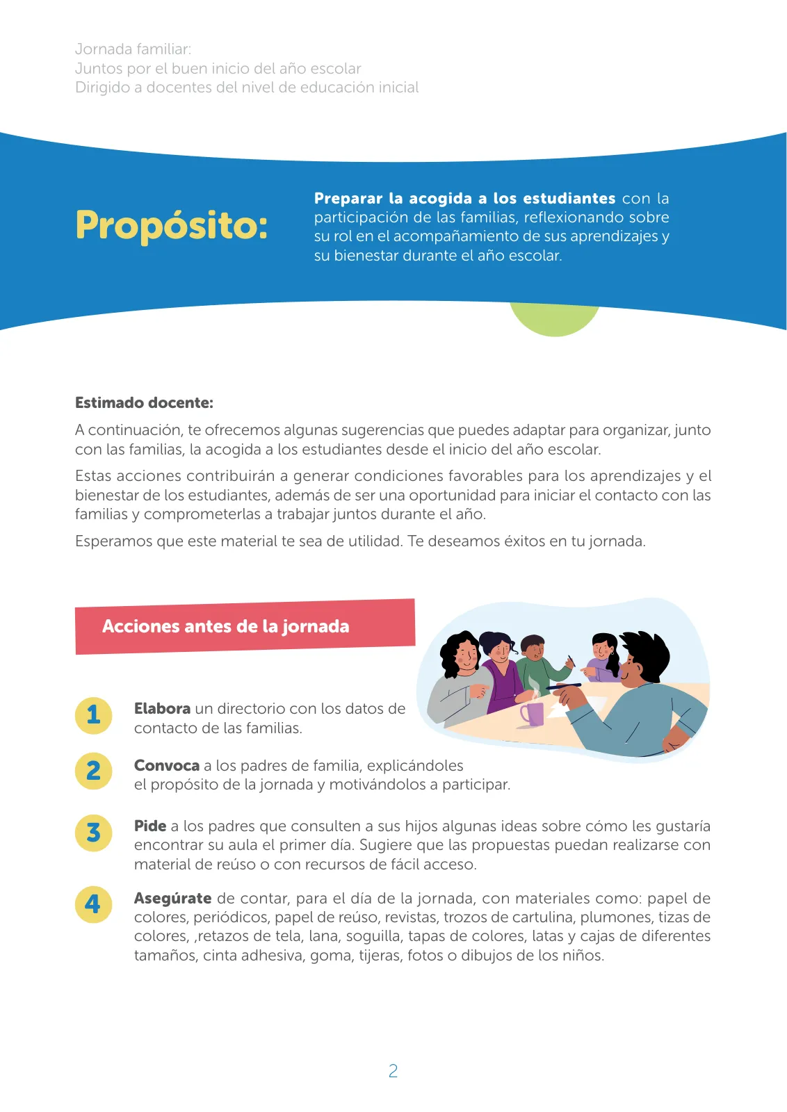 Página 2 de Jornada familiar : juntos por el buen inicio del año escolar. Dirigido a docentes del nivel de educación inicial · 2025
