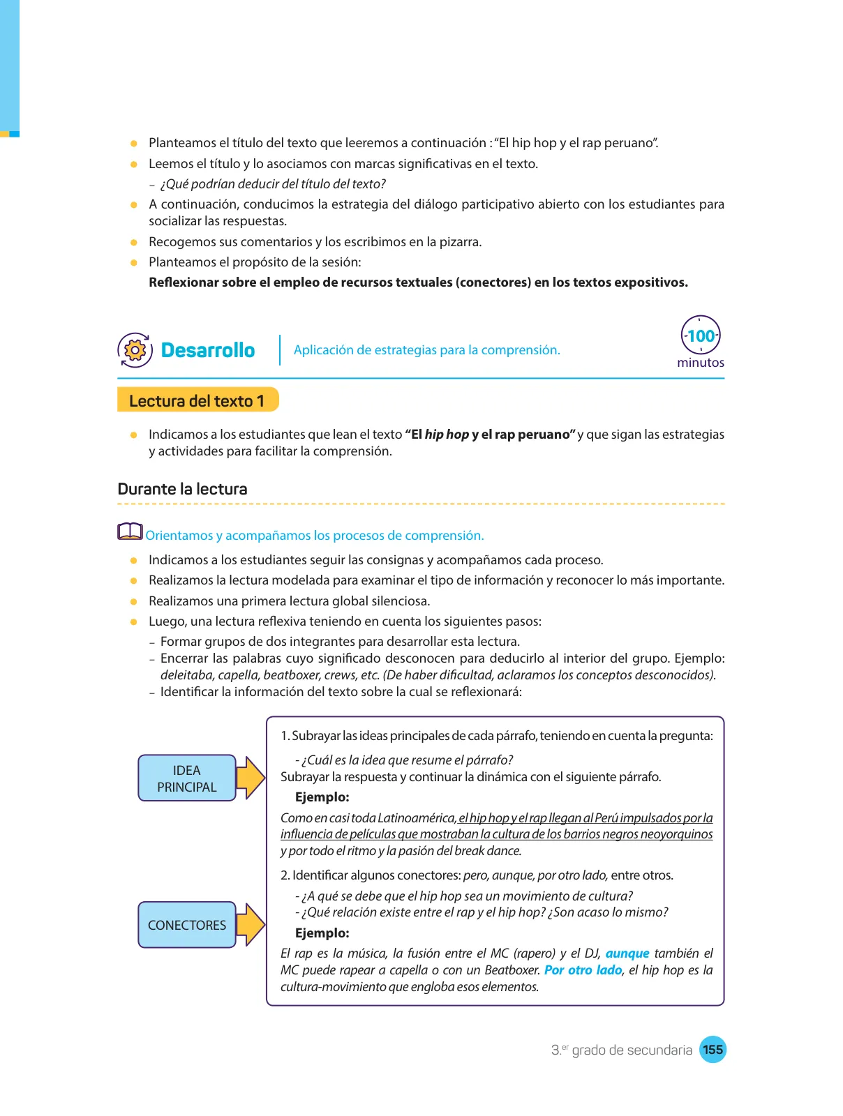 Página 157 de Comprensión lectora : manual para el docente de tercer grado de Secundaria 2018 · 2018