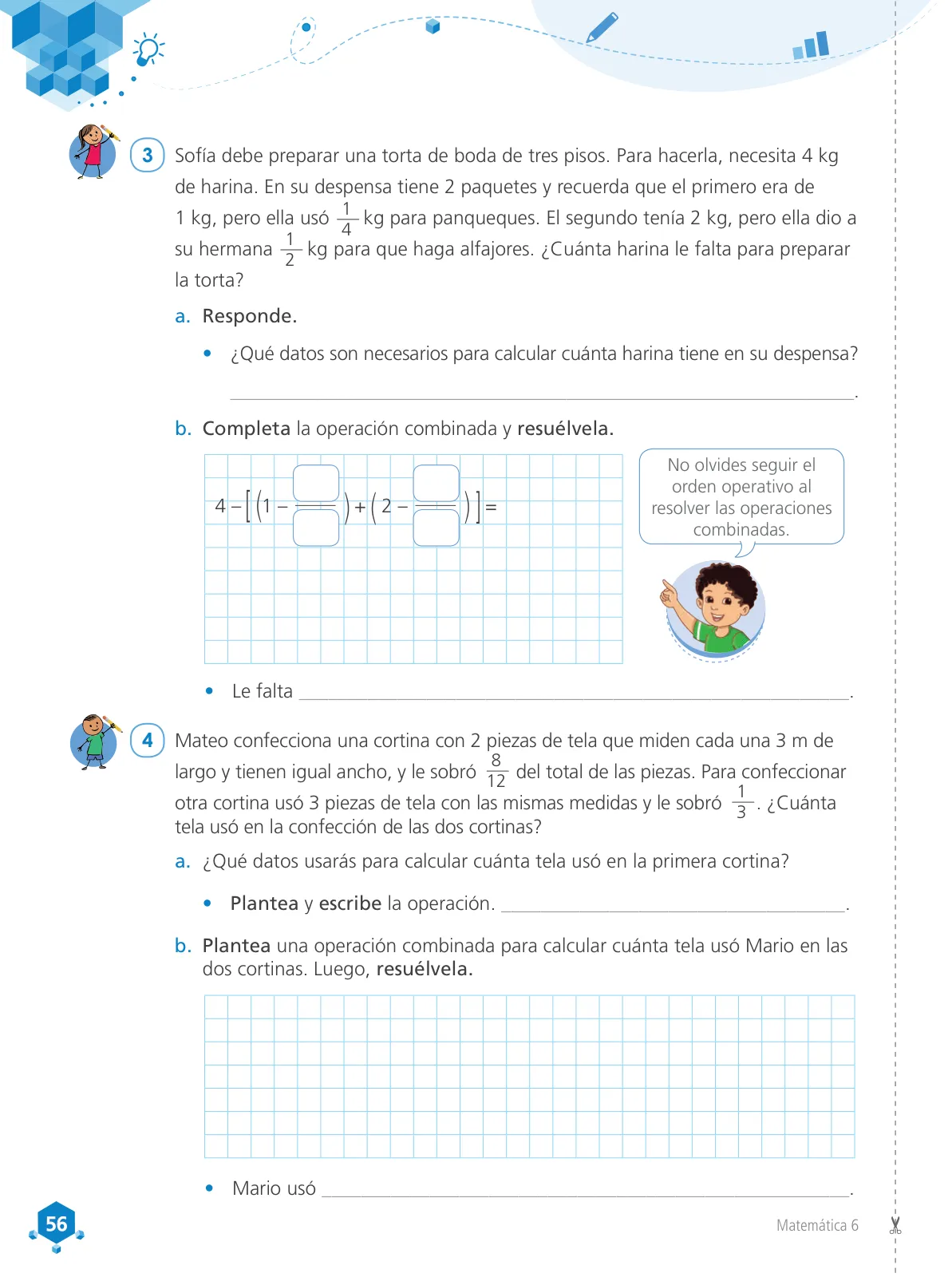 Página 58 de Matemática 6 : cuaderno de trabajo para sexto grado de Educación Primaria 2019 · 2019