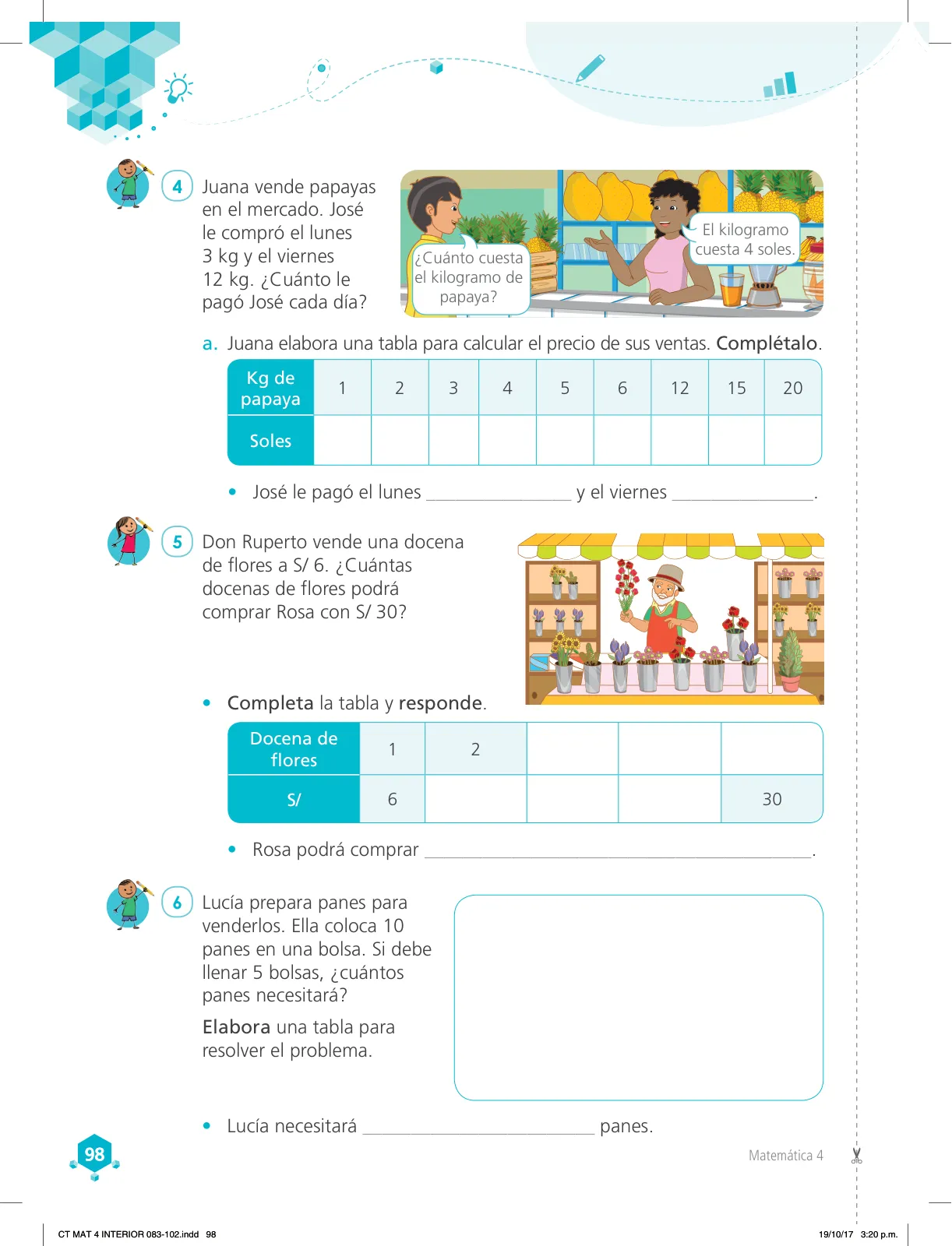 Página 98 de Matemática 4 : cuaderno de trabajo para cuarto grado de Educación Primaria 2018 · 2018