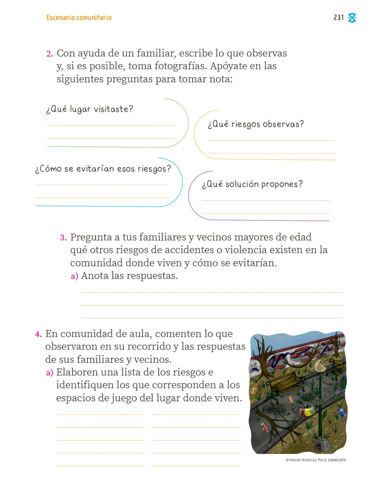 Página 232 de Proyectos Comunitarios.   Libro de Educación Primaria Grado 1°  Ciclo Escolar 2025 - 2026