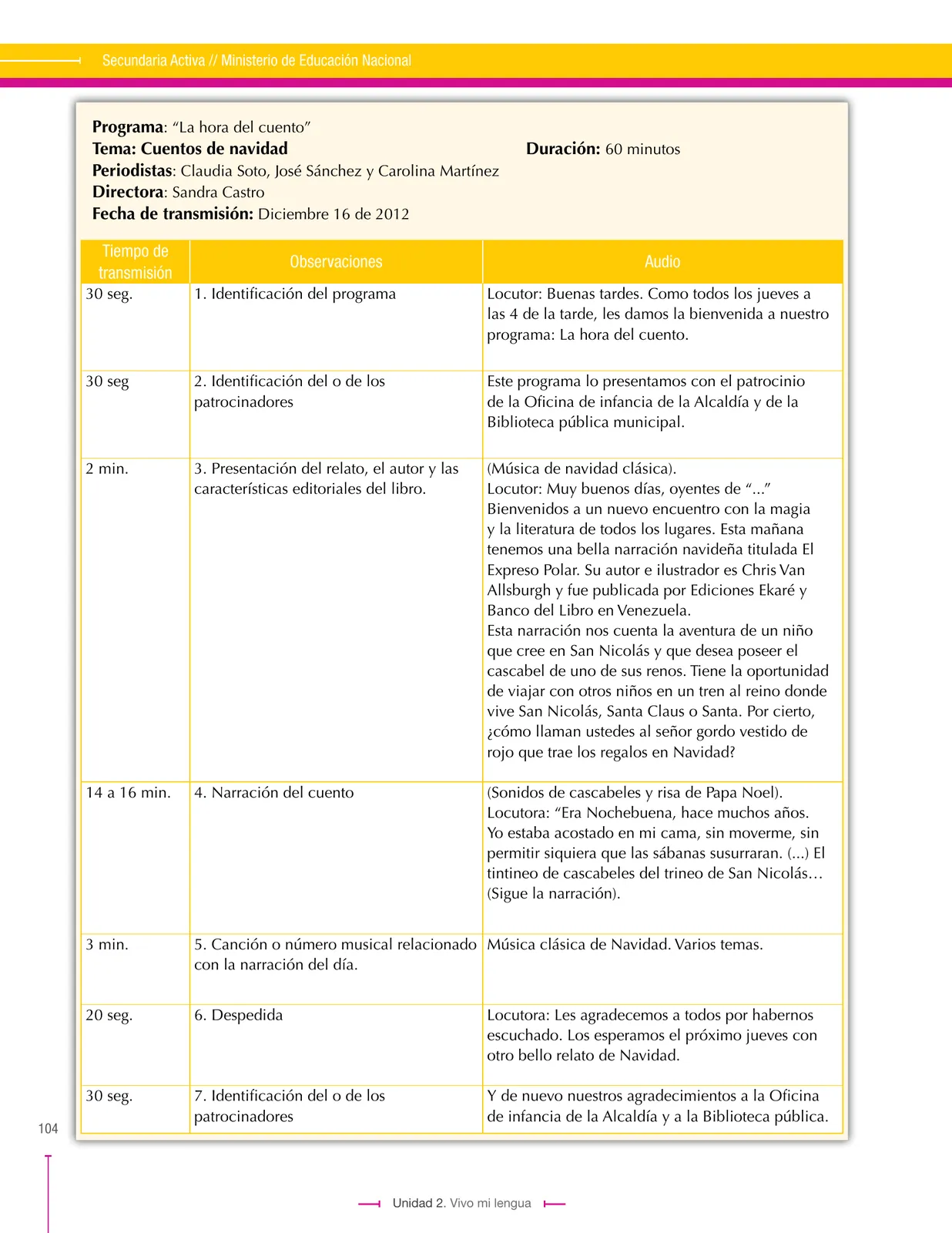 Miniatura página 104 de Lenguaje 6° · Secundaria Activa