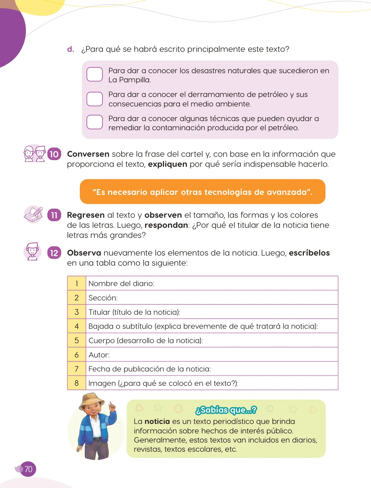 Página 72 de Cuadernillo de Comunicación 4. Cuarto grado de Primaria · 2024