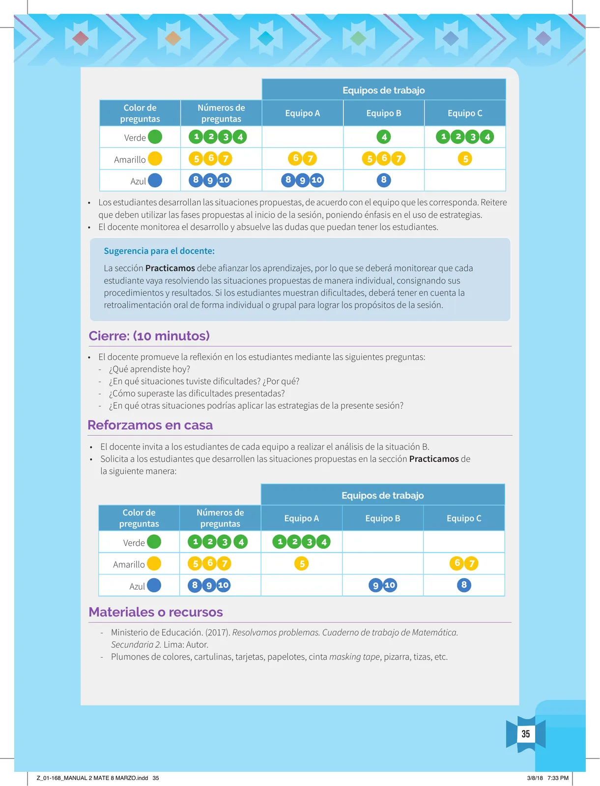 Página 37 de Resolvamos problemas 2 : manual para el docente 2018 · 2018