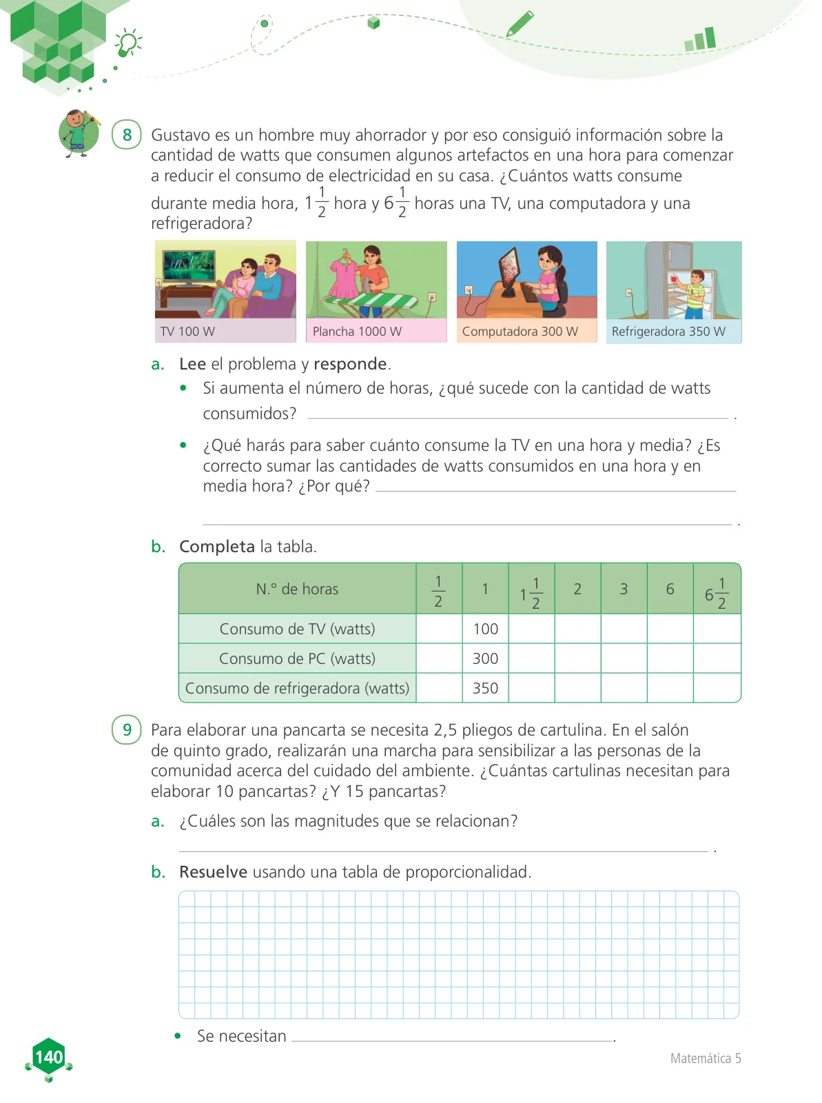 Página 141 de Matemática 5 : cuaderno de trabajo para quinto grado de Educación Primaria 2018 · 2018